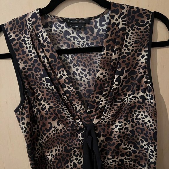 Leopard Print Back Tie BCBG Maxazria Top XS - Picture 4 of 5